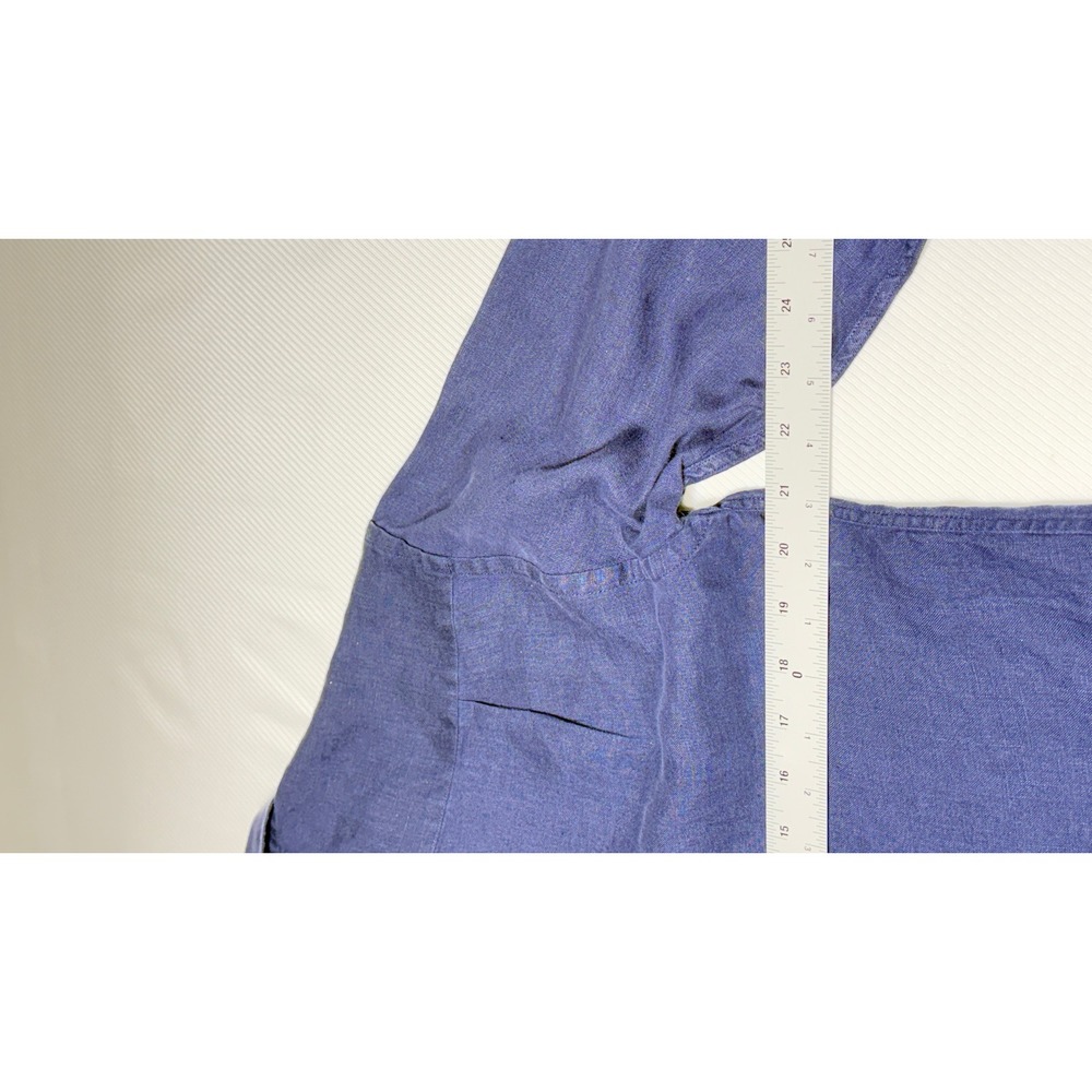 Vilebrequin Mens Navy Blue 100% Linen Long Sleeve Button Down Shirt Small Turtle - Picture 9 of 9